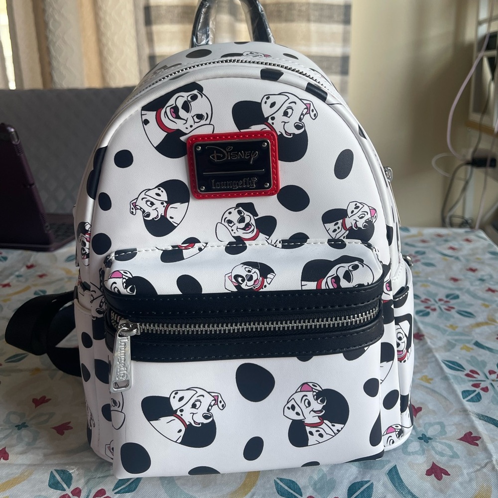 Disney Loungefly 101 Dalmatians Spot and Pup All over Print Mini Backpack New